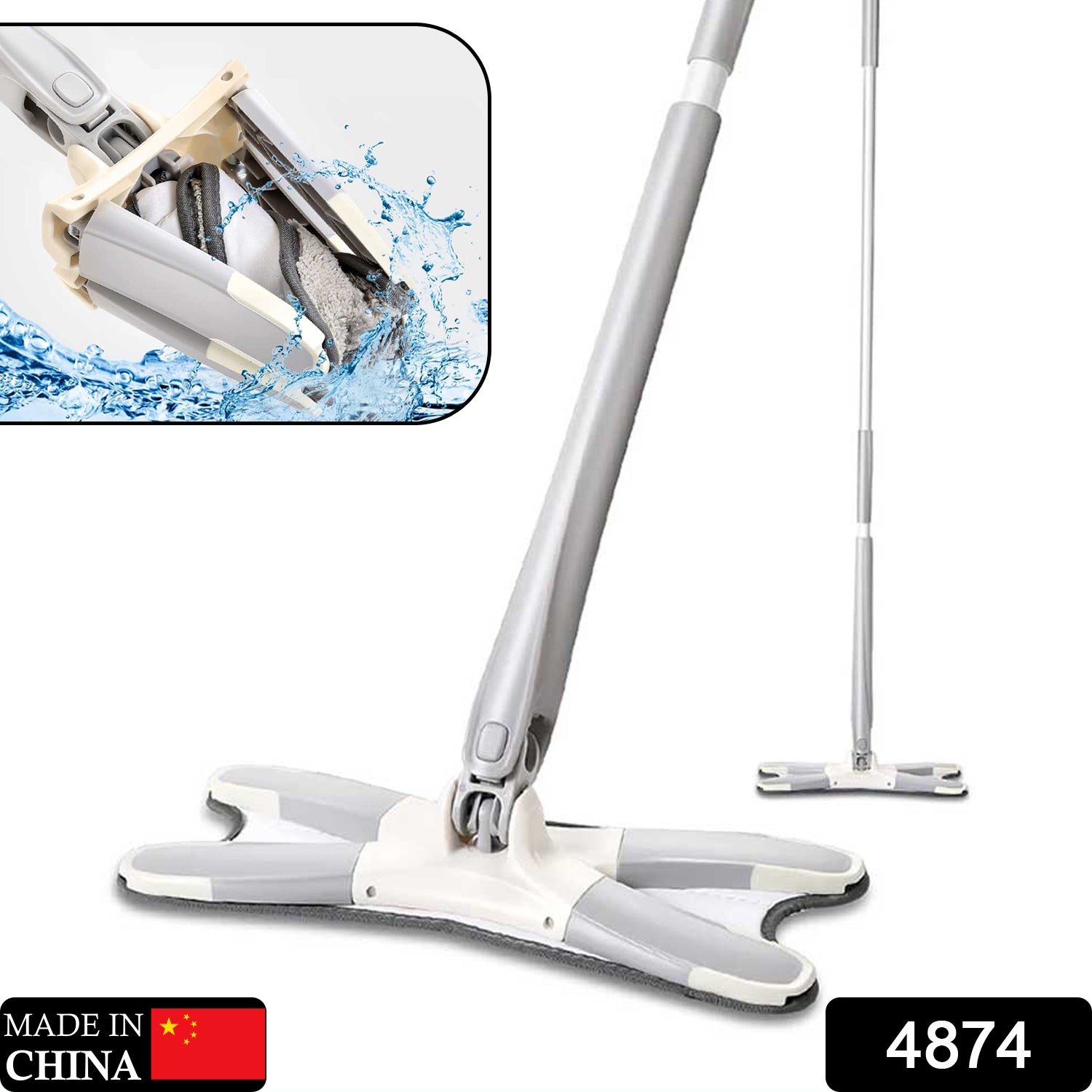 4874 X Shape Mop or Floor Cleaning Hands-Free Squeeze Microfiber Flat Mop System 360° Flexible Head, Wet and Dry mop for Home Kitchen with 1 Super-absorbent Microfiber Pads. DeoDap 4874 X Shape Mop or Floor Cleaning Hands-Free Squeeze Microfiber Flat Mop System 360° Flexible Head, Wet and Dry mop for Home Kitchen with 1 Super-absorbent Microfiber Pads. DeoDap